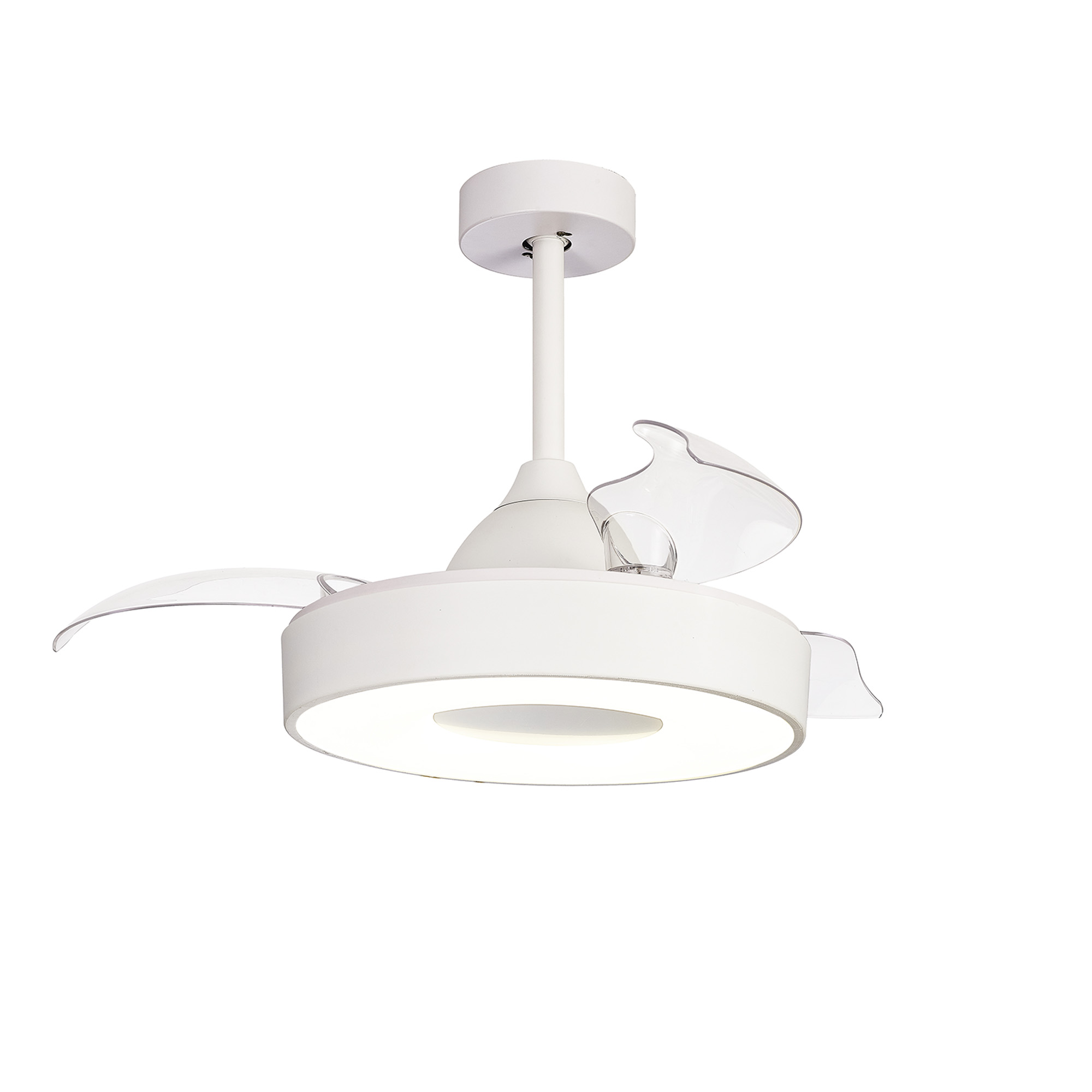 M8219  Coin Mini 45W LED Dimmable Ceiling Light & Fan; Remote & APP Control; LED White